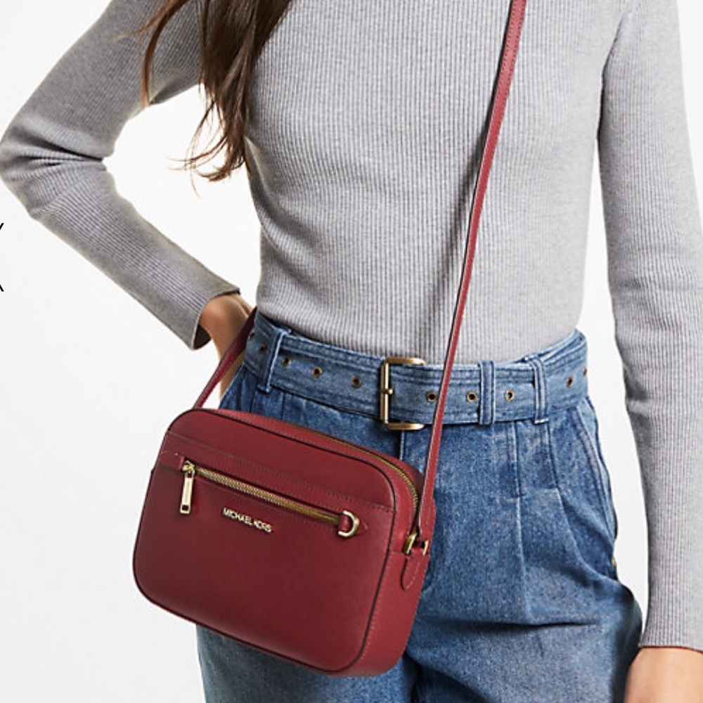 MICHAEL KORS 
Jet Set Large Saffiano Leather Crossbody Bag
Dark Cherry 
NWT